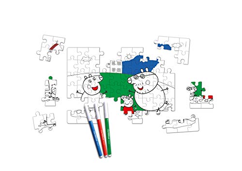 Clementoni 26096, Peppa Pig Double Face Supercolor Puzzle für Kinder – 60 Teile