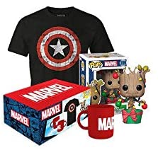 Wootbox - Collector's Gift Set - Unisex - Marvel - Iron Man T-Shirt, Pop Groot Figurine & Marvel Mug - Size M