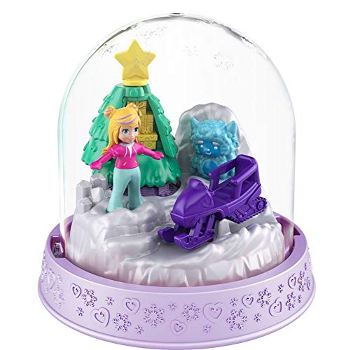 Mattel Polly Pocket Snow Scene Snowmobile Ornament Mini Playset