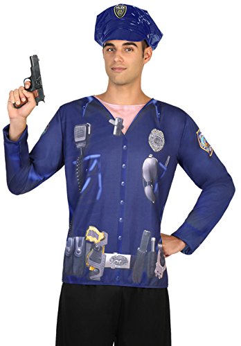 ATOSA 29759 Costume T-Shirt Police Man M-L Blue-Carnival,