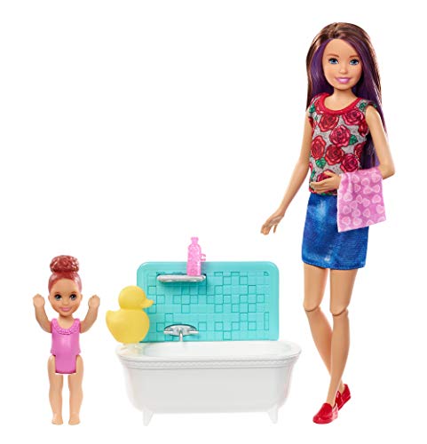 Barbie FXH05 Babysitters Inc Playset with Bathtub, Babysitting Skipper Small Tod