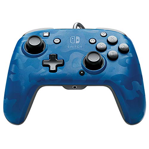 PDP Controller Faceoff Deluxe+ Audio Wired Switch Camo Blauw - Nintendo Switch