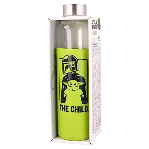 Stor |Young Adult Glass Bottle With Silicone Cover 585 Ml The Child Mandalorian