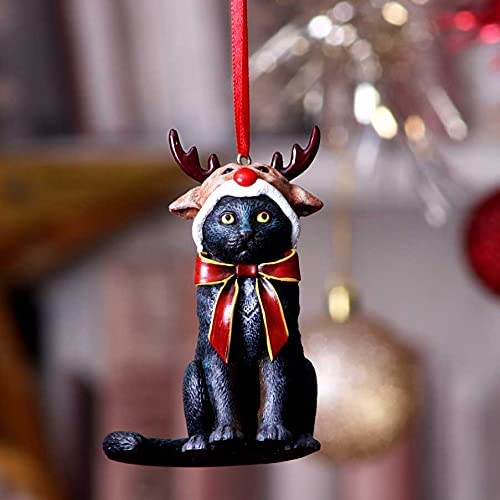 Nemesis Now Reindeer Cat Hanging Ornament (LP) 9cm, Black