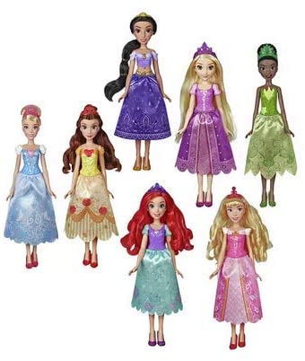 Disney Princess Party Dress-pakket, inclusief Ariel, Aurora, Belle, Assepoester, Jasmine, Rapunzel en Tiana Fashion Dolls