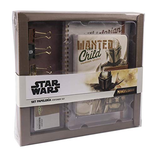 Cerda Mandalorian The Child Stationery Set with Notebook, Stickers and Clips-Off