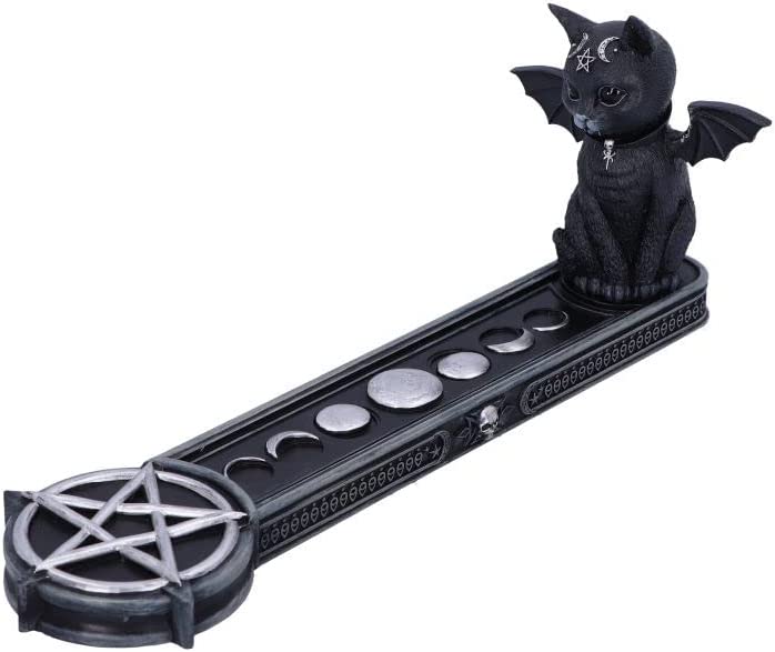 Nemesis Now Cult Cuties Malpuss Gothic Räucherstäbchenhalter aus schwarzem Harz