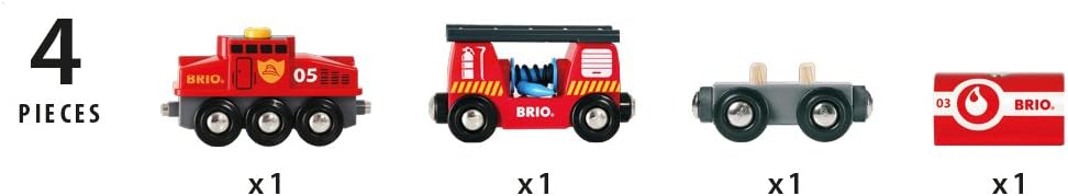 BRIO World Feuerwehr- und Rettungszug für Kinder ab 3 Jahren – kompatibel mit allen BRIO Eisenbahnsets und Zubehör