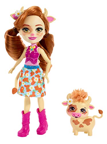 Enchantimals FXM77 Cailey Cow Doll 6&quot; und Curdle Tierfreund Figur