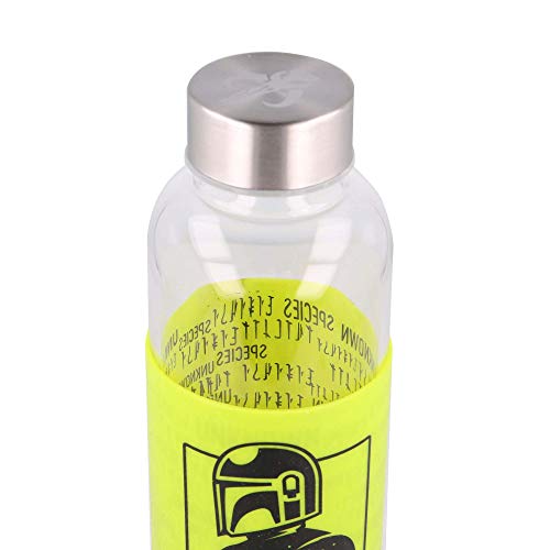 Stor |Glasflasche für junge Erwachsene mit Silikonhülle, 585 ml, The Child Mandalorian