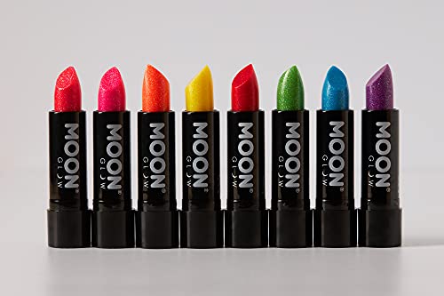 Neon UV Glitter Lippenstift von Moon Glow – Rot – Leuchtender neonfarbener Lippenstift – Gl