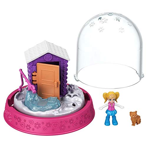 Mattel Polly Pocket Snow Scene Winter Cabin Ornament Mini Playset