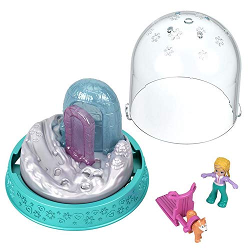 Polly-Pocket Mattel Mini-Schneekugel, Winter, Weihnachten, 8 x 8 cm, groß (GNG70 – Pol