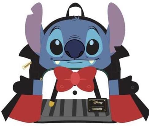 Loungefly Disney Vampire Stitch Bow Tie Damen-Umhängetasche mit doppeltem Riemen