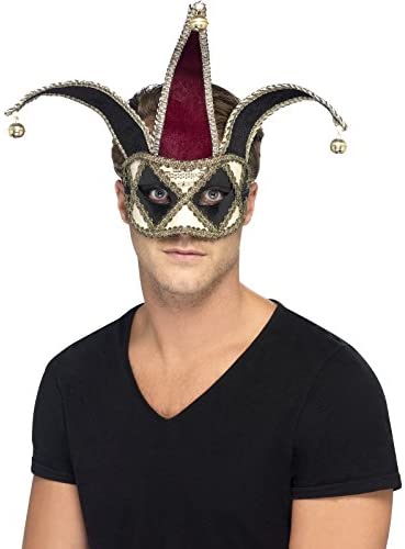 Smiffy's Unisex Venezianische Harlekin-Augenmaske, Rot und Schwarz, Einheitsgröße, 27653 (US)