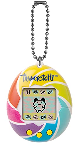 TAMAGOTCHI 42879 Bandai, Gen 1, Candy Swirl with Chain-The Original Virtual Real