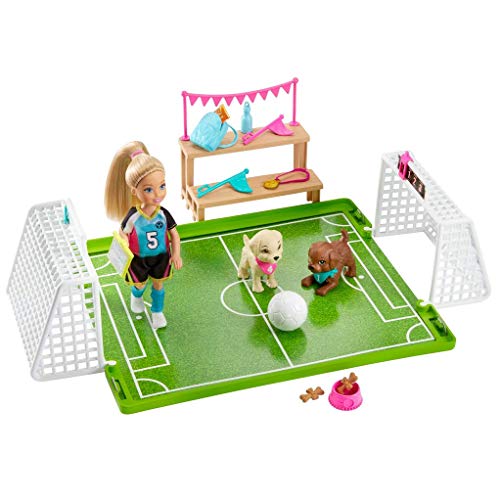 Barbie Chelsea Fußball-Spielset, mit Chelsea-Puppe und 2 Welpenfreunden