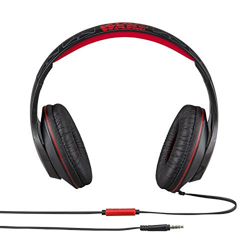 EKids Star Wars-Kopfhörer mit integriertem Mikrofon für Kinder in Schwarz und Rot