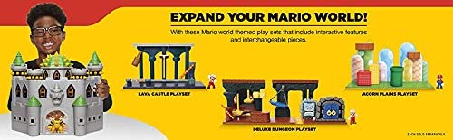 Nintendo Bowser's Castle Super Mario Deluxe Bowser's Castle-Spielset mit 2,5" exklusiver beweglicher Bowser-Actionfigur, interaktives Spielset mit authentischen In-Game-Sounds