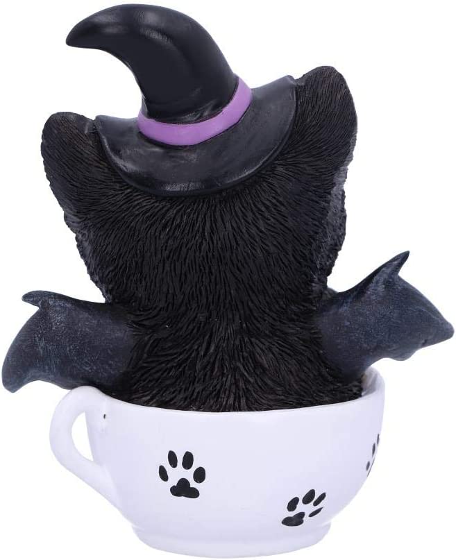 Nemesis Now Kit Novelty Tea Cup Witch Cat Figurine, Polyresin, Black