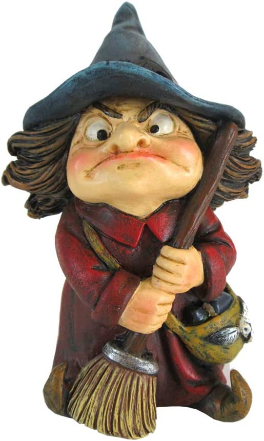 Nemesis Now Toil Small Witch and Broomstick Figurine, Polyresin, Red