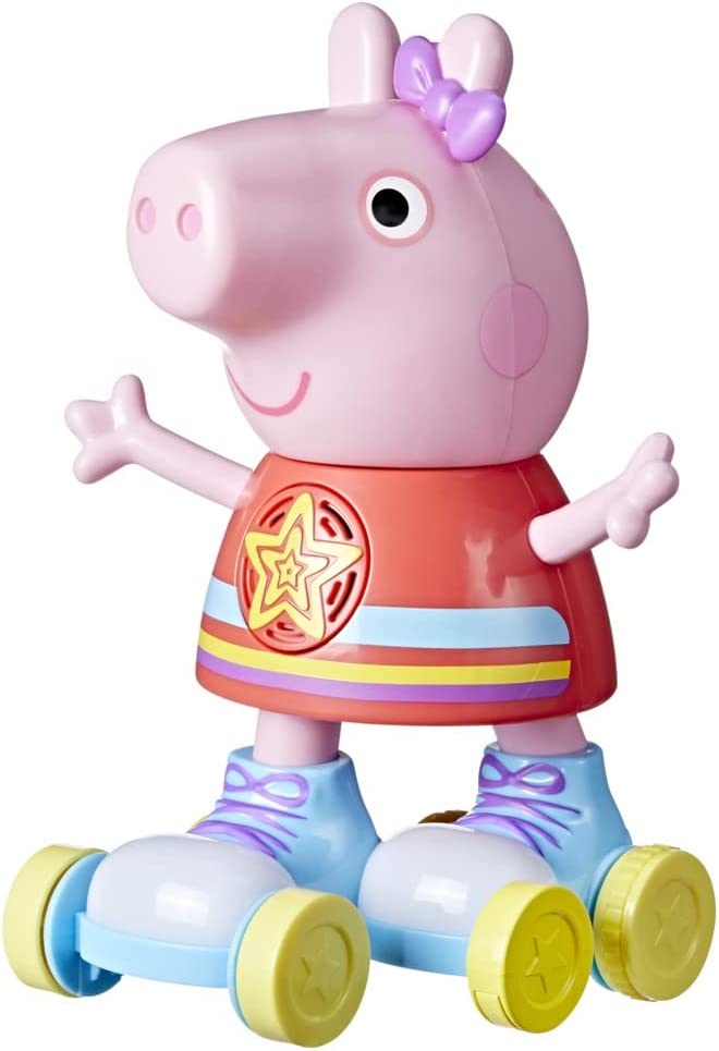 Peppa Pig Roller Disco Peppa-Spielzeug mit Pull-and-Go-Aktion; 28 cm hoch mit Lichtern