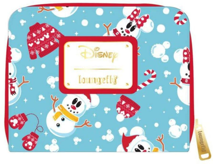Loungefly Disney Mickey Minnie Schneemann-Geldbörse mit umlaufendem Reißverschluss