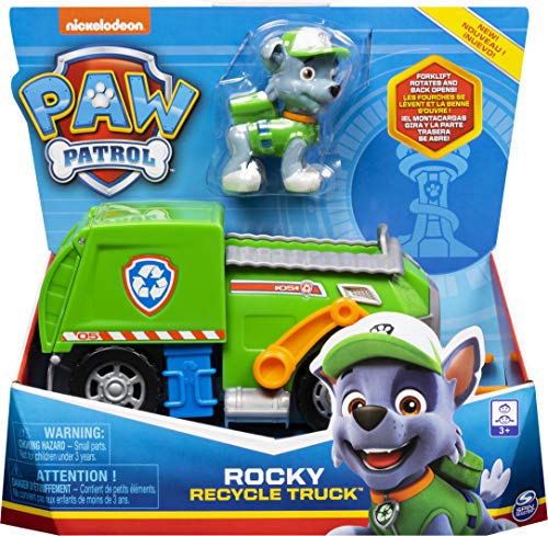 PAW Patrol Rocky’s Recycling Truck Vehicle with Collectible Figure, for Kids Age