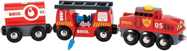 BRIO World Feuerwehr- und Rettungszug für Kinder ab 3 Jahren – kompatibel mit allen BRIO Eisenbahnsets und Zubehör