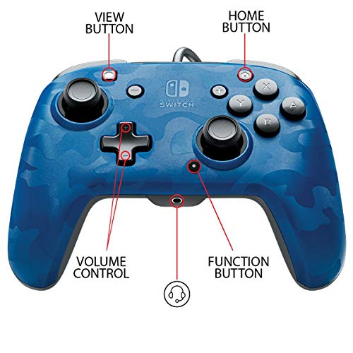 PDP Controller Faceoff Deluxe+ Audio Wired Switch Camo Blue - Nintendo Switch