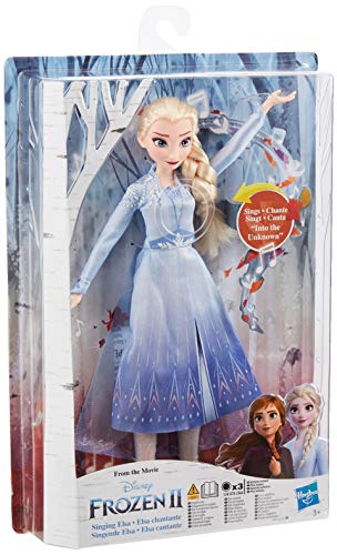 Muñeca de moda de Frozen cantando Elsa con música con vestido azul