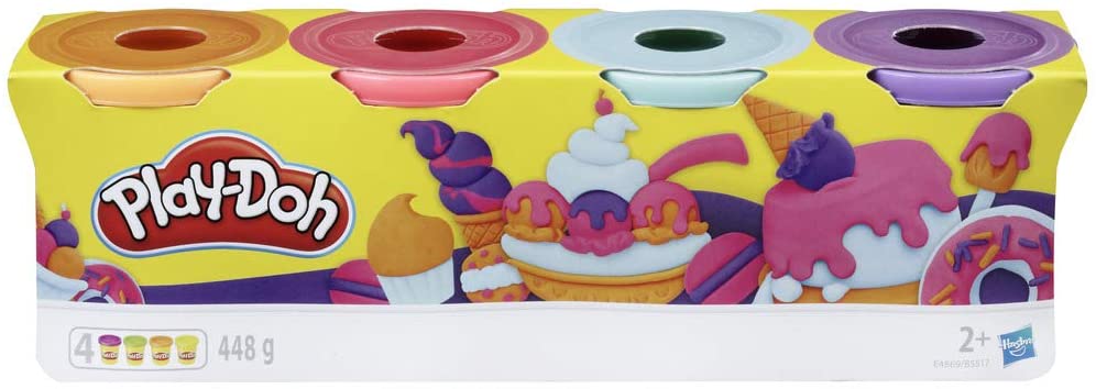 Play Doh - Paquete de 4 colores dulces no tóxicos para niños de 2 años en adelante, latas de 4 onzas