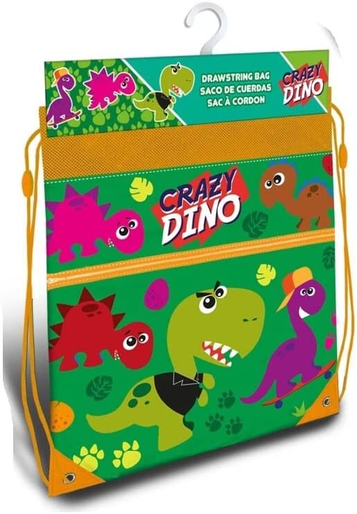 Crazy Dino Unisex-Kinder Kd-kl10995 Turnbeutel (40 x 30 cm), Dinosaurier, farbig, Standardgröße