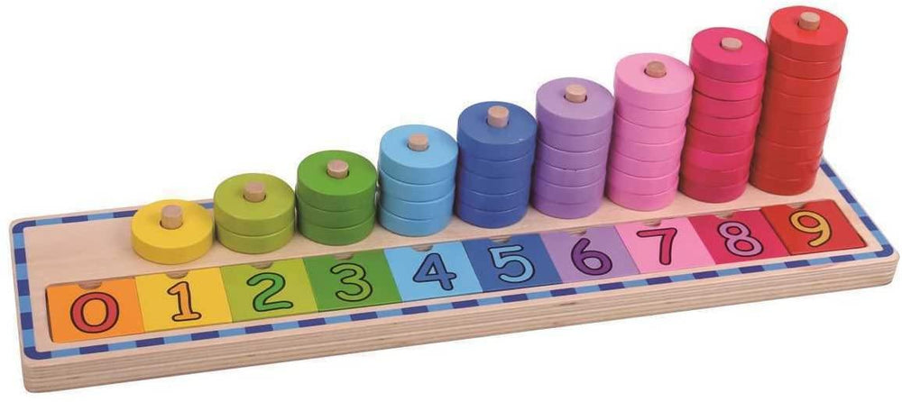 Tooky Toys TKJH851 Wooden Counting Stacker Multicolour - Yachew