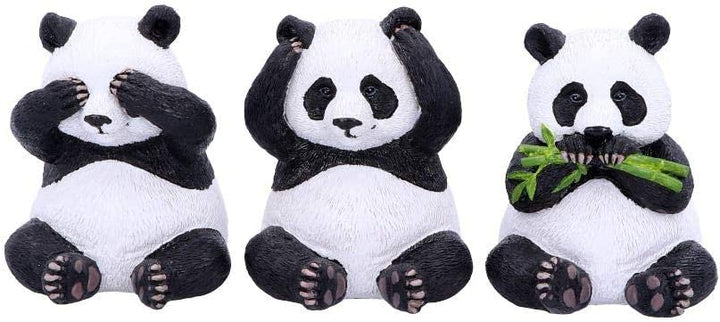 Nemesis Now Three Wise Pandas 8.5cm, Resin, Black, One Size