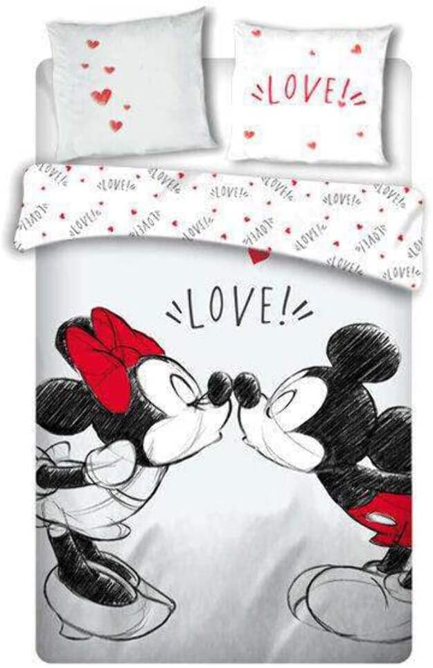 AYMAX SPRL Bettwäsche-Set „Mickey und Minnie Maus“, 240 x 220 cm, Bettbezug mit 2 Kissenbezügen 65 x 65 cm