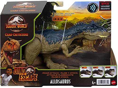 Jurassic World Roar Attack Allosaurus Dinosaur Action Figure - Interactive Roaring & Movable Joints for Kids 4+