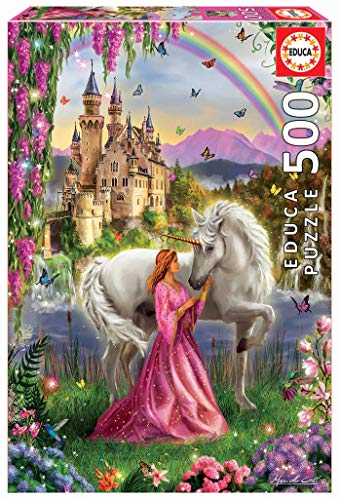 Educa Borras – Genuine Puzzles, 500 Pieces, Fairy and Unicorn Puzzle (17985)