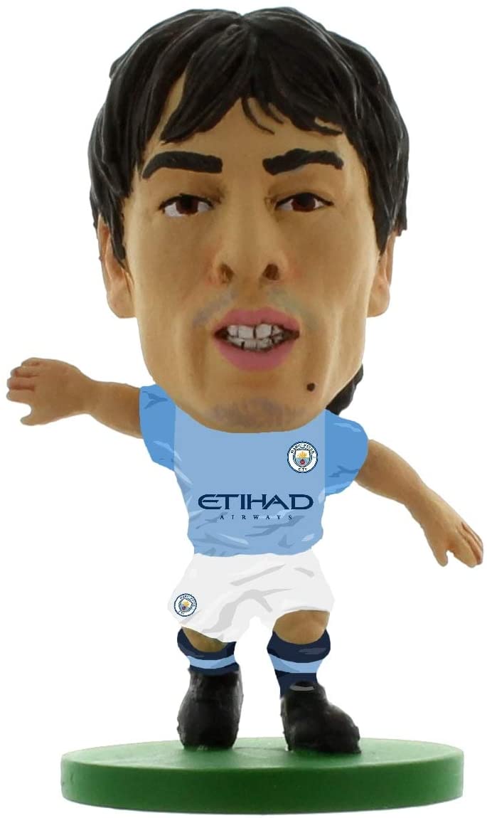 SoccerStarz SOC229 Man City David Silva-Home Kit (2019 Version)/Figurines, Vert