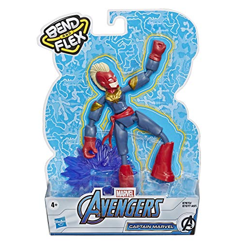 Marvel Avengers Bend And Flex Action Figure Toy, Figura flessibile di Captain Marvel da 15 cm