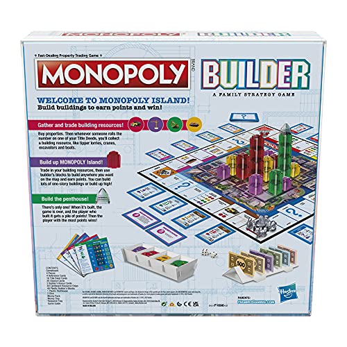 Monopoly Builder Brettspiel, Strategiespiel, Familienspiel, Spiele für Kinder, Spaß
