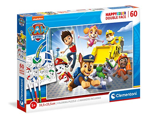 Clementoni 26097, Paw Patrol Doppelgesichtspuzzle für Kinder – 60 Teile, ab 5 Jahren