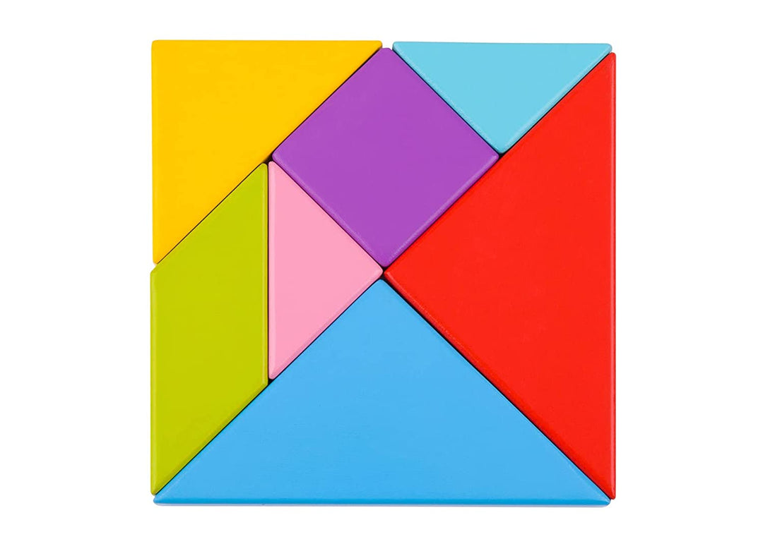 Tooky Toy TY879 Geometrie-Puzzle, Tangram, aus Holz, bunt, Kinderspielzeug, Lernen