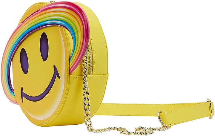 Loungefly Lisa Frank: Yellow Rainbow Ring Saturn Crossbody Bag