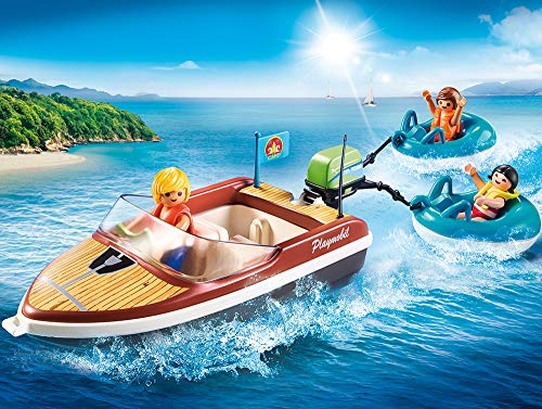 Playmobil 70091 Family Fun Campsite Schwimmendes Schnellboot mit Schlauchfahrern