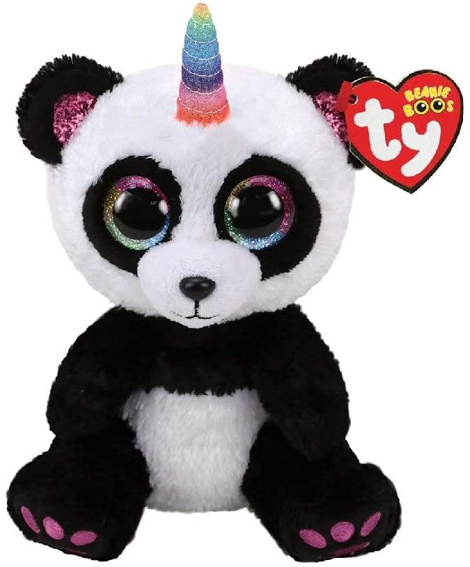 Ty UK Ltd 2005072 Paris Panda W/Horn - Beanie Boos Stuffed Animal, Multicoloured