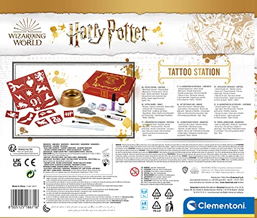 Clementoni 18671 Harry Potter-Labor, wasserfest, temporär, Tattoo-Studio-Kinderkrawatte
