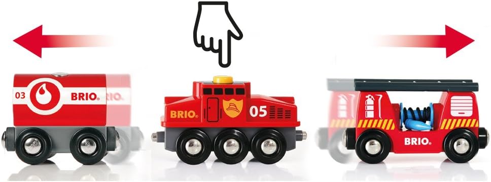 BRIO World Feuerwehr- und Rettungszug für Kinder ab 3 Jahren – kompatibel mit allen BRIO Eisenbahnsets und Zubehör