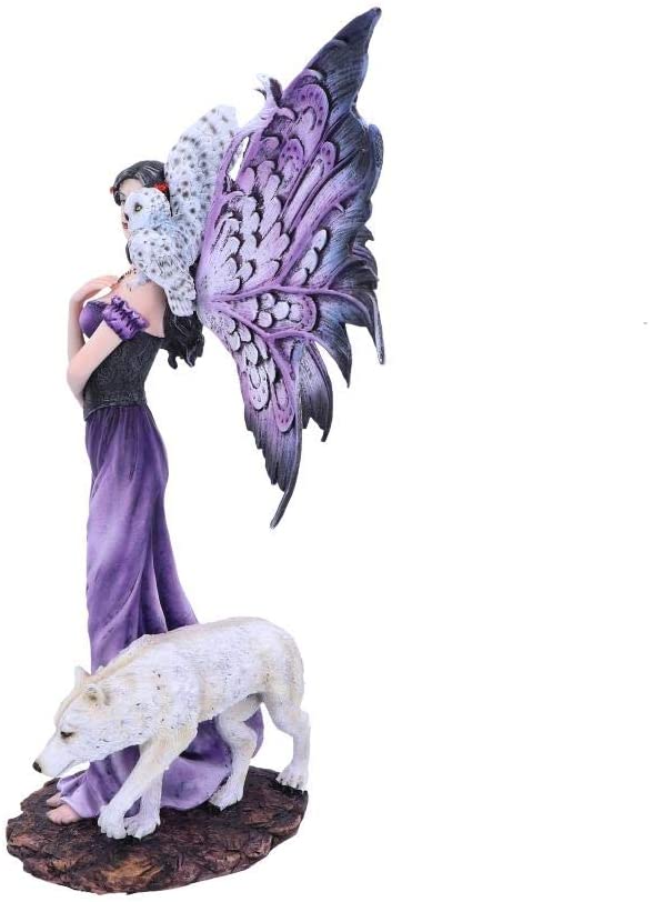 Nemesis Now Amethyst Purple Wolf and Owl Fairy Companion Figurine, Polyresin, 39