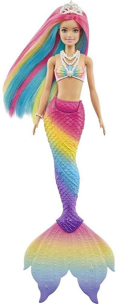 Barbie Dreamtopia Rainbow Magic Mermaid-Puppe mit Regenbogenhaar und wasseraktivierter Farbwechselfunktion, Geschenk für 3- bis 7-Jährige